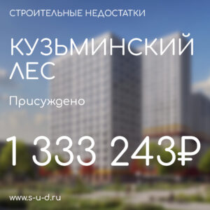 ГК ПИК ЖК КУЗЬМИНСКИЙ ЛЕС. Присуждено 1 333 243₽. Вынесено решение по иску к застройщику.